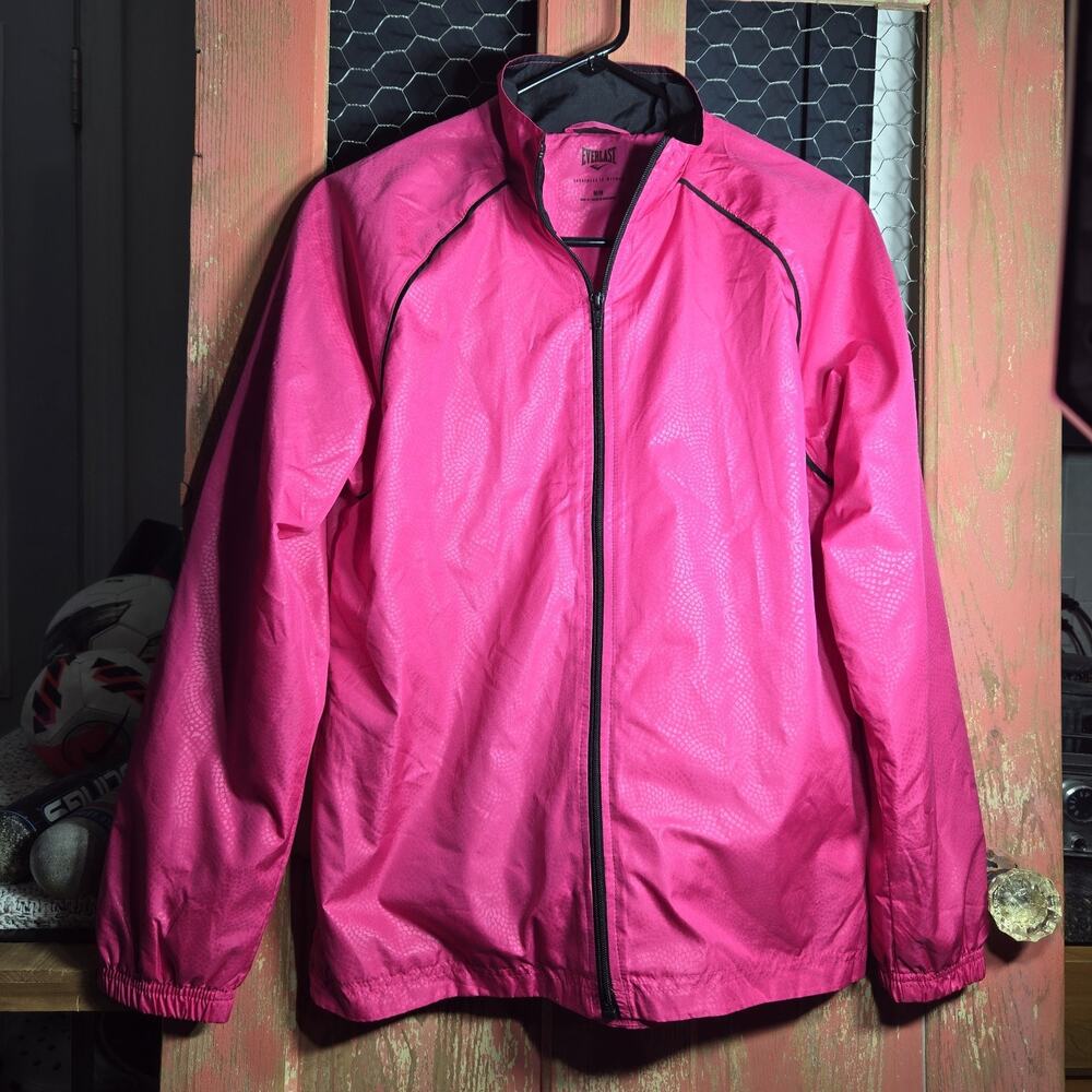 VINTAGE Womens Pink Everlast Mesh Lined Windbreaker Zip Closure Pockets Size M‎